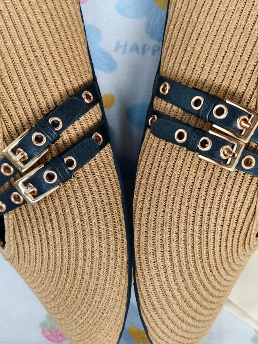 Alaia straw double-button Mary Jane flats - Picture 7 of 11